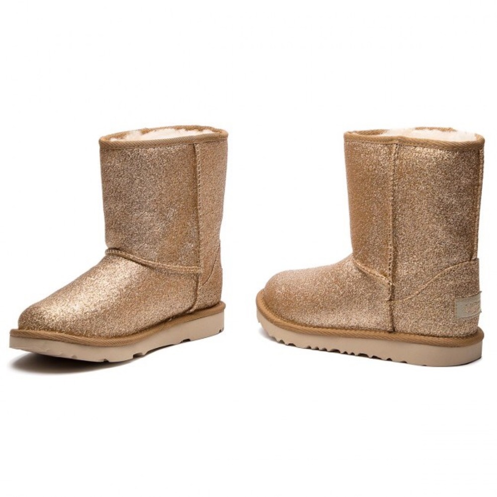 UGG Kids Classic Short II Gold Glitter Boot